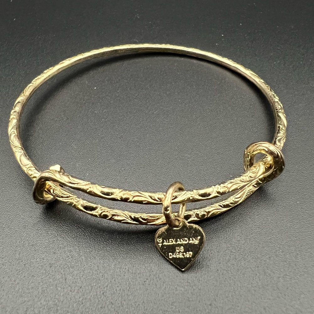 Alex and Ani American Flag Heart Gold Tone Bangle Valentine’s Day - Picture 2 of 3